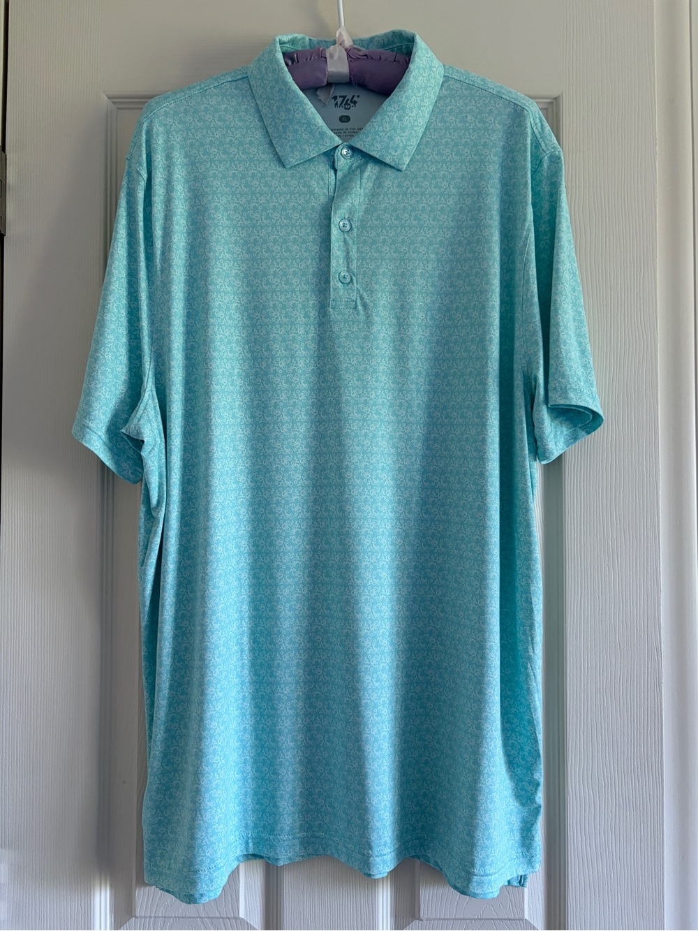 1764 Golf Mint Green Patterned Performance Polo Shirt Men Size XL